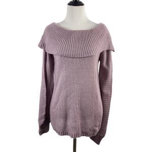 She and Sky Lavender Off the Shoulder Crochet Knit Sweater Size Medium